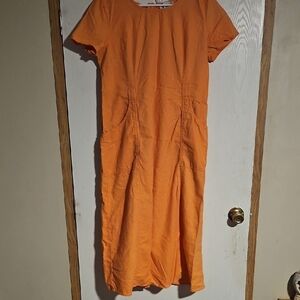 Vibrant Orange Midi Dress